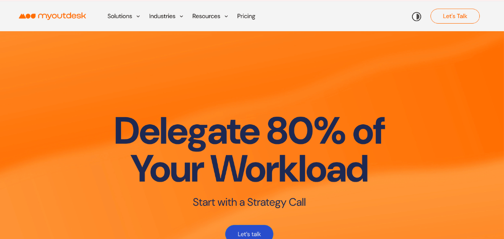 MyOutDesk - Hero section of the homepage