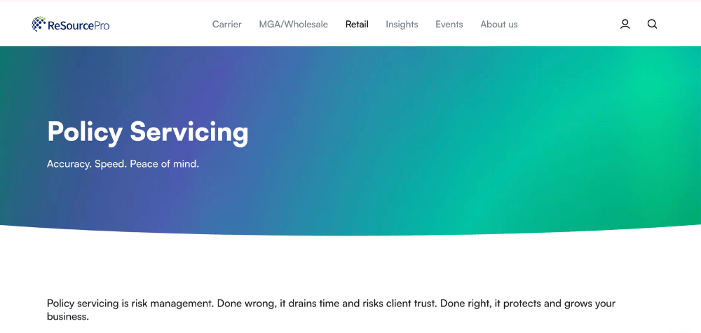 ResourcePro - Hero section of the policy page