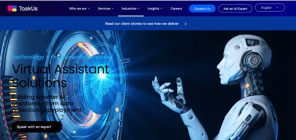 Task Us - Hero section of the homepage